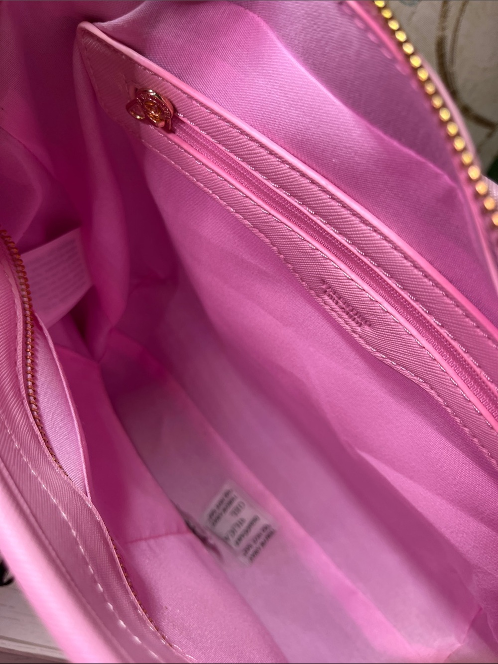 Valentino Orlandi Pastel Pink Tote with Matching Pouch and Gold Accent V charm - Picture 11 of 16